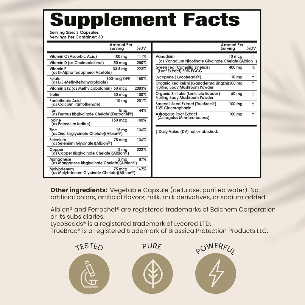 PAPCLEAR Physician Formulated | All Natural Immune Support Supplement | Advanced Powerful Immunity Booster | 21 Vitamins & Nutrients with Organic Shiitake Mushroom & Lycopene | 90 Capsules | Pack of 2