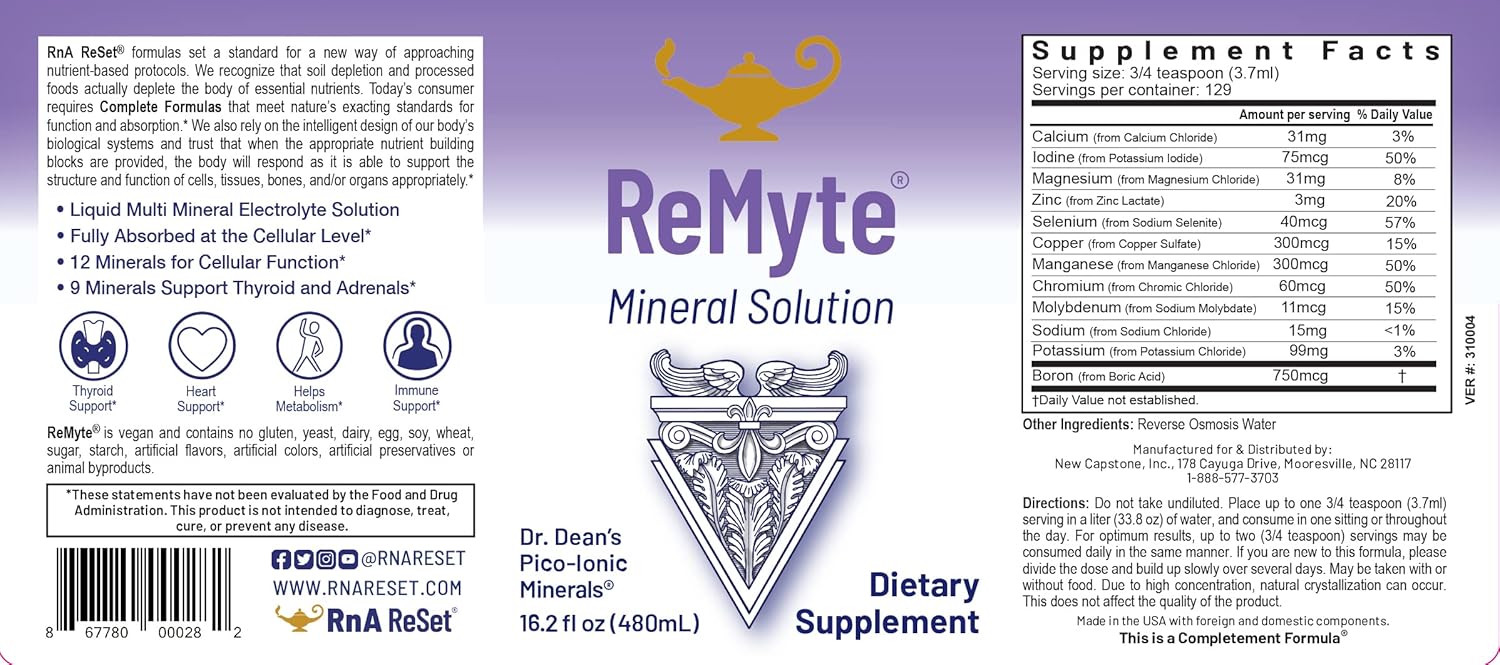 RnA ReSet ReMyte – Electrolyte Mineral Solution with Magnesium, Iodine, Selenium & Zinc, 16.2 Fl Oz (1-Pack)