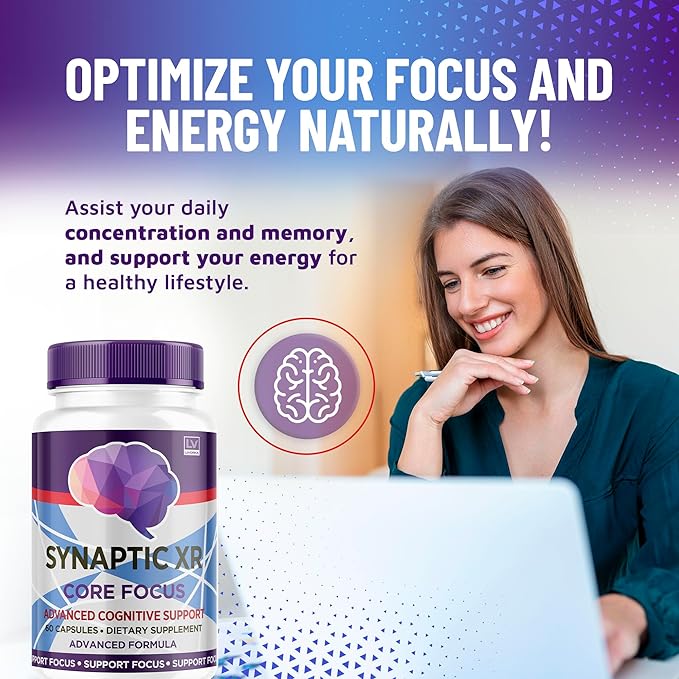 (3 Pack) Synaptic XR Capsules, SynapticXR, Synaptic XR Core Focus, Synaptic XR Brain Caps, Synaptic XR, Brain Synaptic XR, Synaptic XR Advanced Formula 180 Capsules for 3 Months