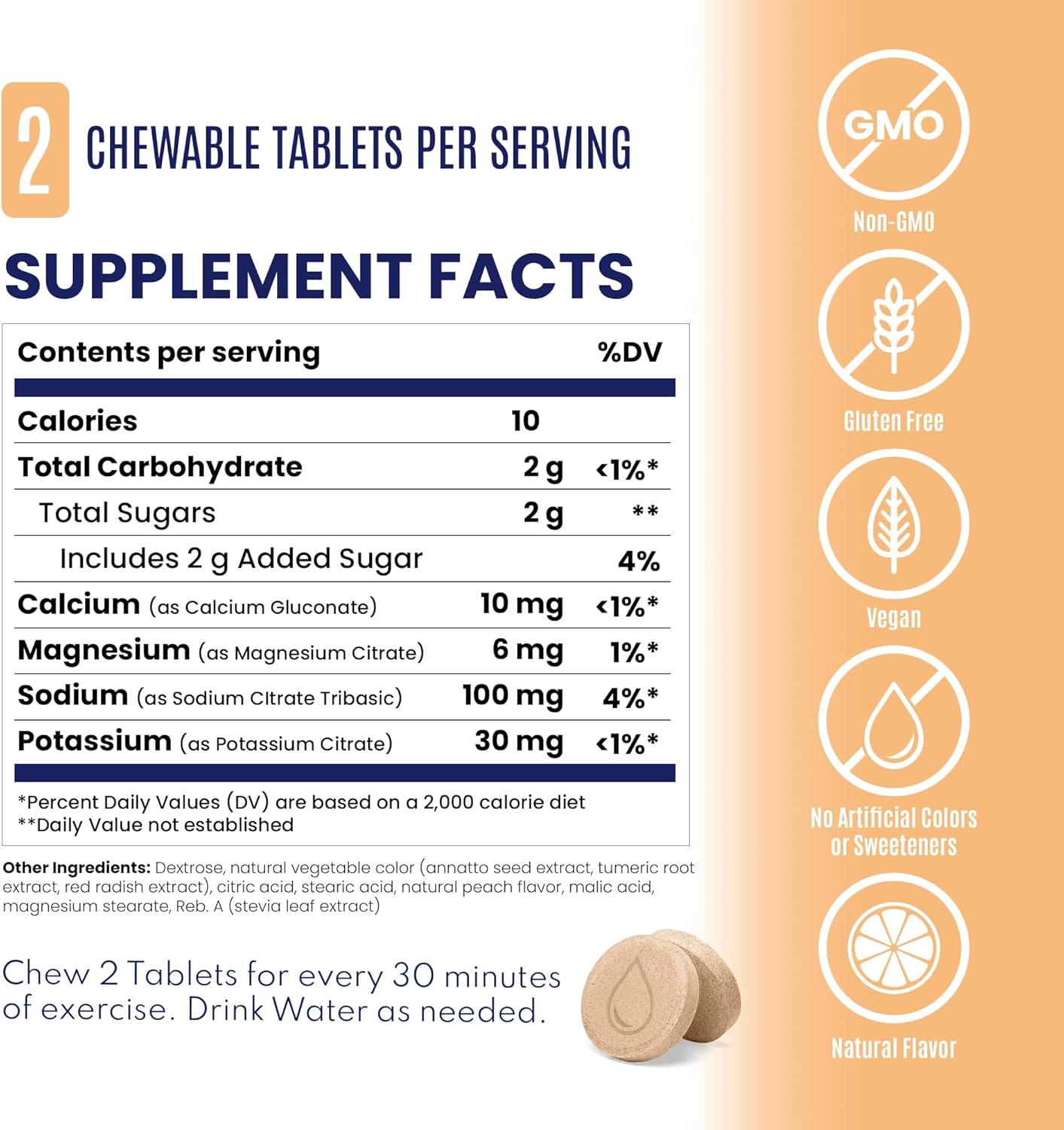 SaltStick Electrolyte FastChews - 60 Peach Chewable Electrolyte Tablets - Salt Tablets for Runners, Sports Nutrition, Electrolyte Chews for Hydration