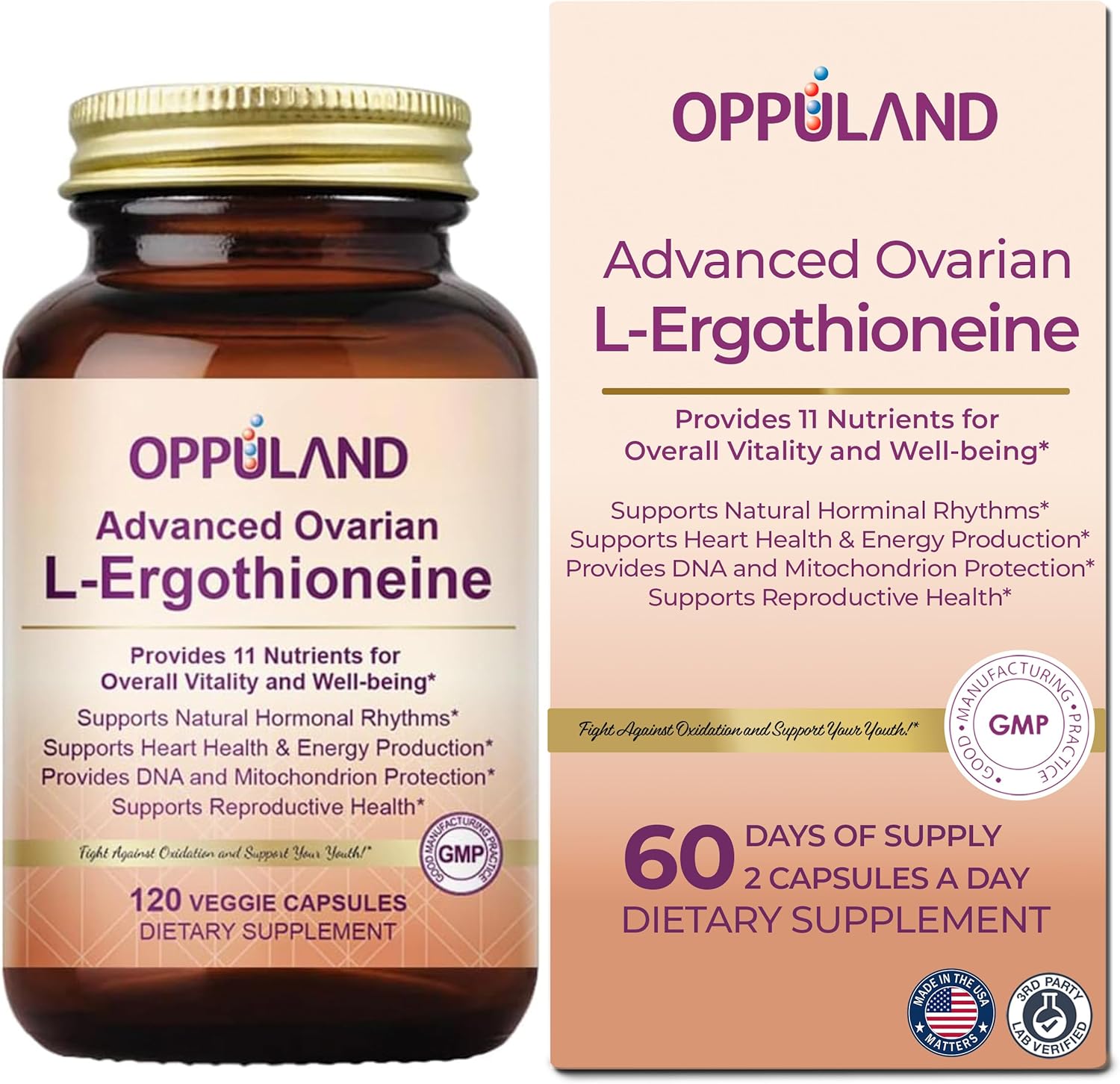 L-Ergothioneine Supplement for Women – Advanced Ovarian Support with Inositol, CoQ10, Vitex, and Multivitamins – Supports Fertility, Ovulation, Hormone Balance – 60 Servings