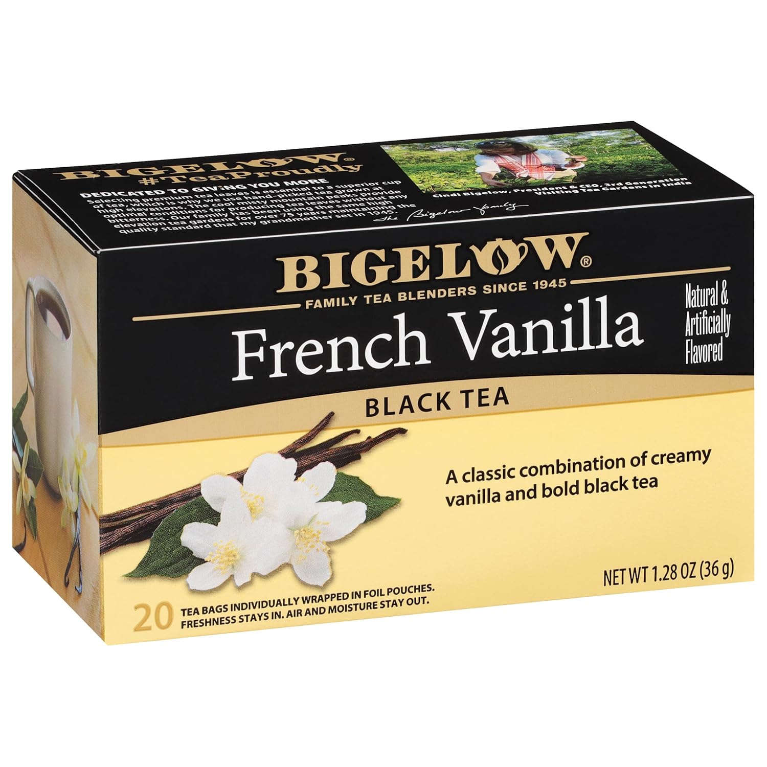 Bigelow French Vanilla Black Tea Bags, 20 Count Box (Pack of 6), Caffeinated Black Tea, 120 Tea Bags Total