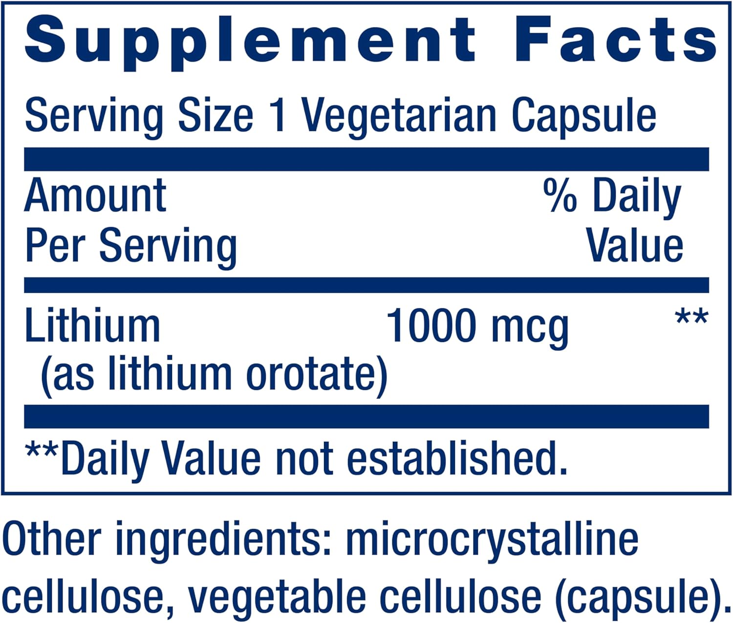 Life Extension Lithium, 1000 mcg – Lithium Orotate – Helps Maintain Cognitive Function & Memory – Low-Dose Formula – Non-GMO, Gluten-Free, Vegetarian – 100 Capsules