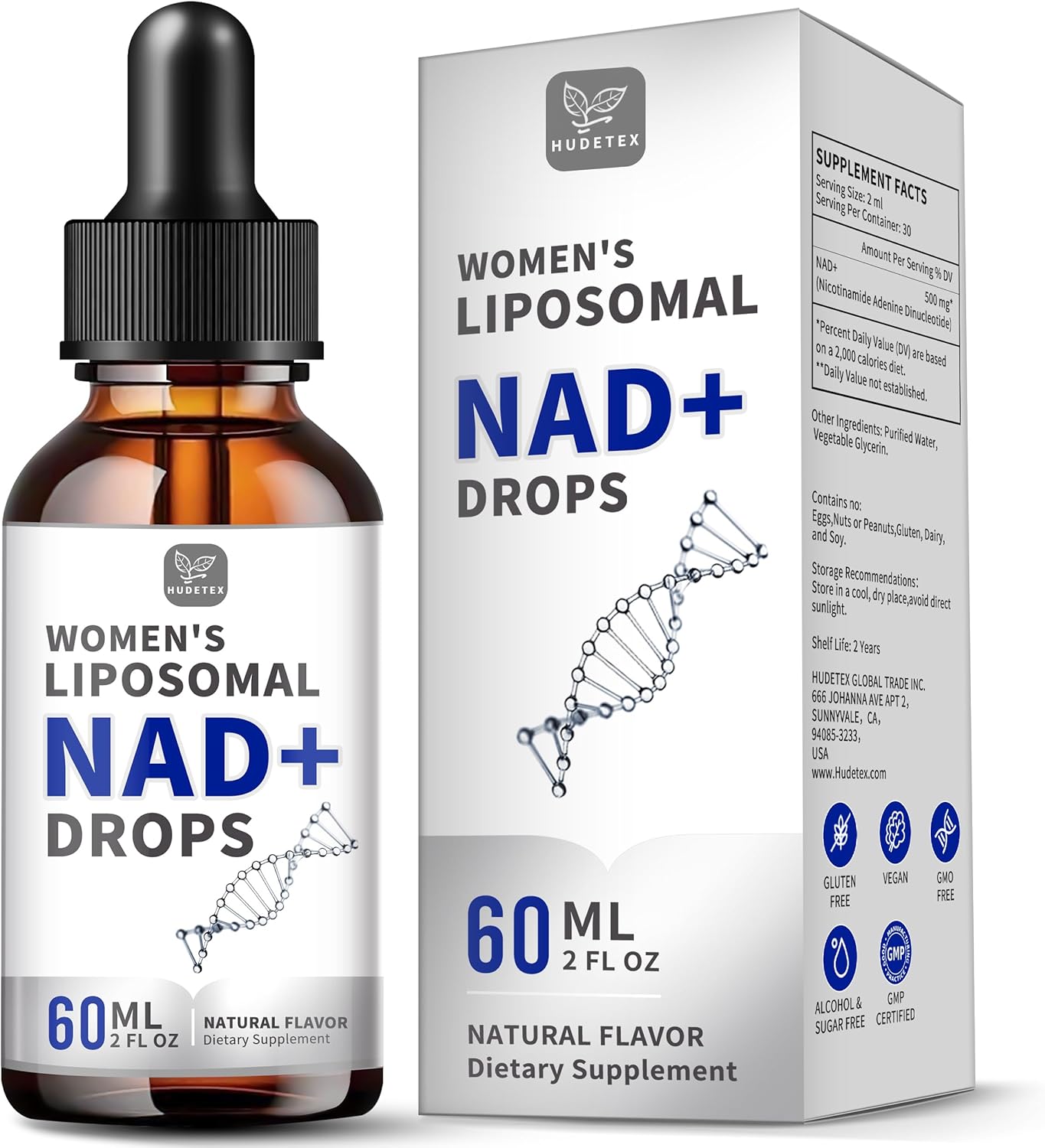 Women's NAD Liquid Supplement, Pure 500mg Liposomal NAD - Cell Regeneration，Energy & Metabolism Support, Vegan,Sugar Free，Additives Free