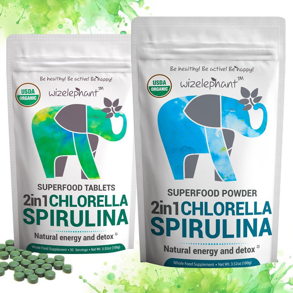 Organic Spirulina Chlorella Tablets - 50 Servings - 2-in-1 Superfood Algae Supplement for Natural Immune Support, Detox and Energy Boost. Broken Cell Wall. Organic Chlorophyll. Espirulina