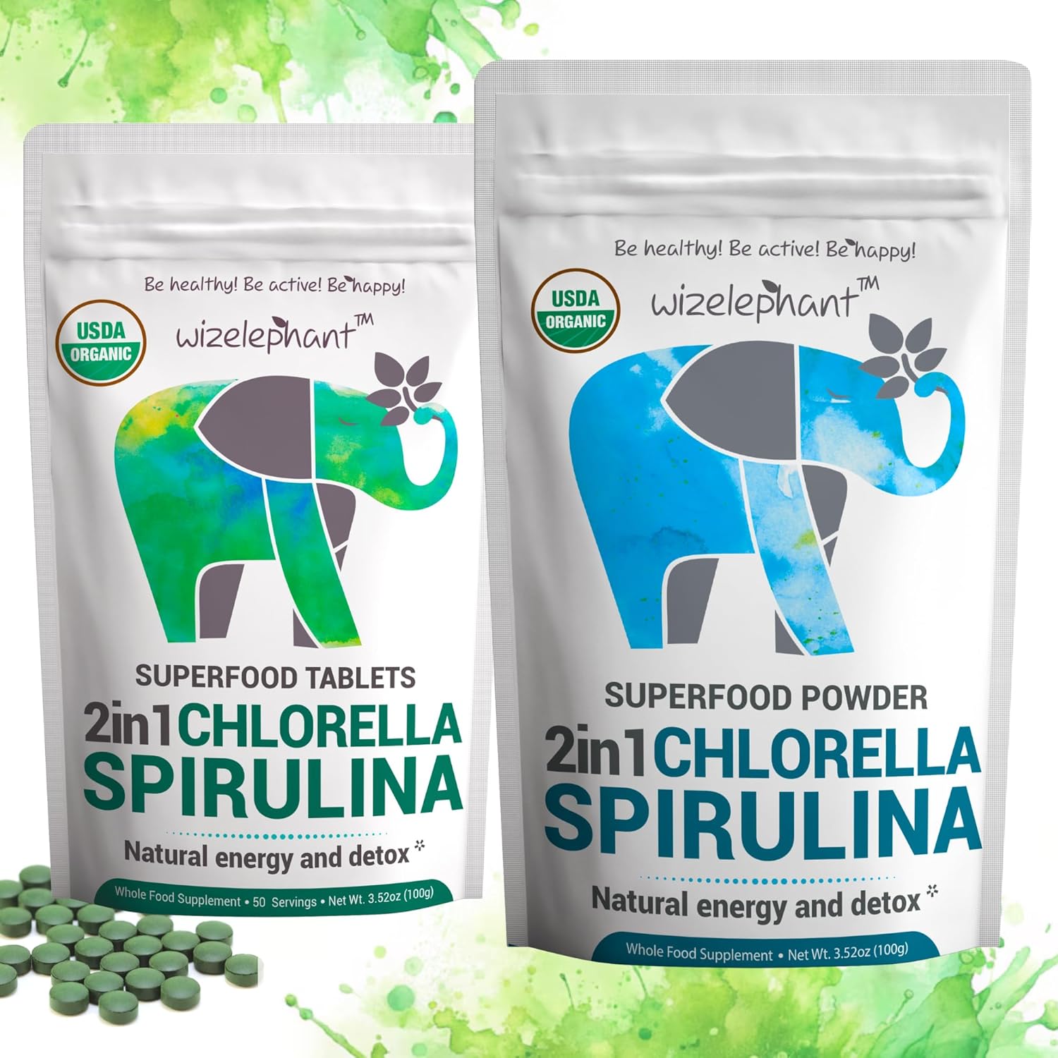 Organic Spirulina Chlorella Tablets - 50 Servings - 2-in-1 Superfood Algae Supplement for Natural Immune Support, Detox and Energy Boost. Broken Cell Wall. Organic Chlorophyll. Espirulina