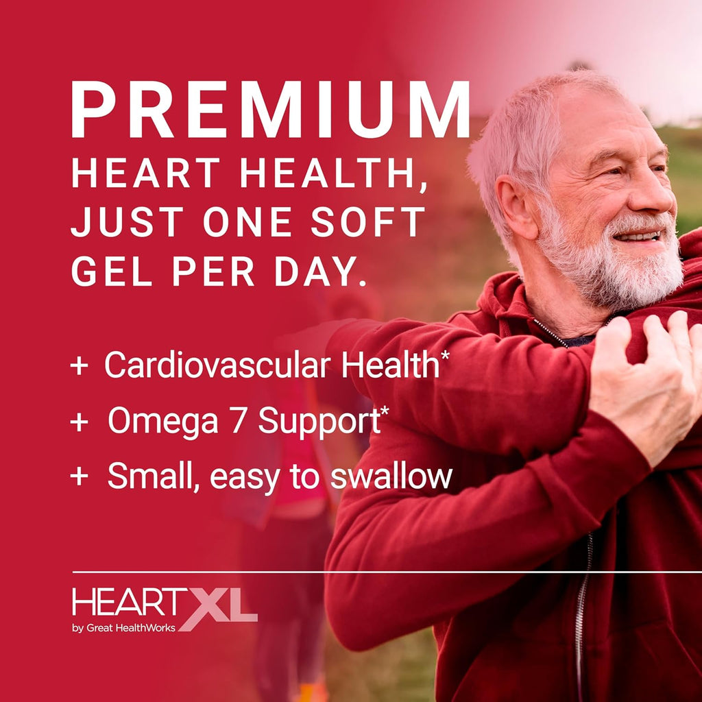 HeartXL High Potency Omega-7 Blend Cardiovascular Health Support - Promotes Healthy Metabolism - Gluten-Free Heart Health Supplement - 30 Soft Gels