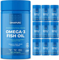 OMAPURE Wild Caught Omega-3 Supplements with High EPA & DHA (10 Bottles, 120 Softgels) - Burpless Formula Supports Heart & Joint Health, Promotes Brain Function