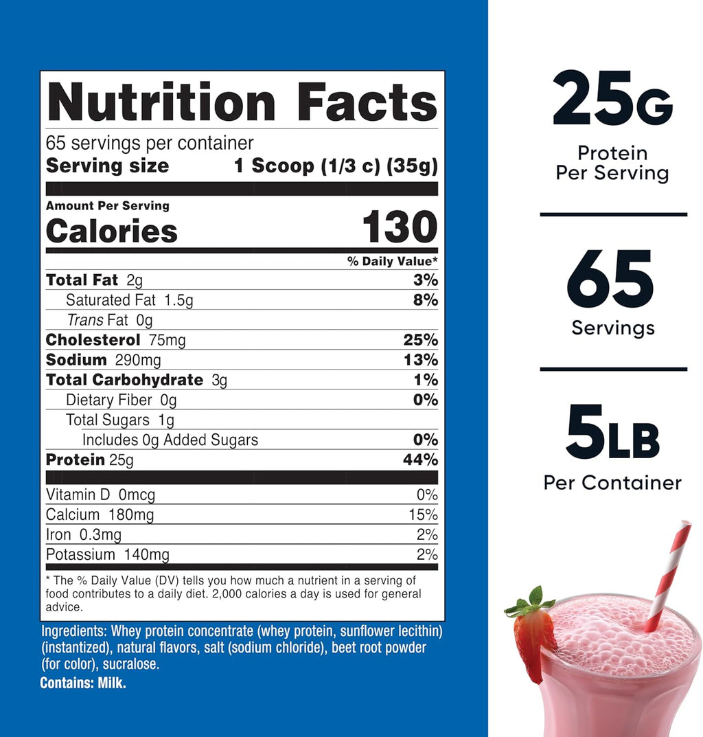 Nutricost Whey Protein Concentrate (Strawberry Milkshake) 5LBS - Gluten Free & GMO Free