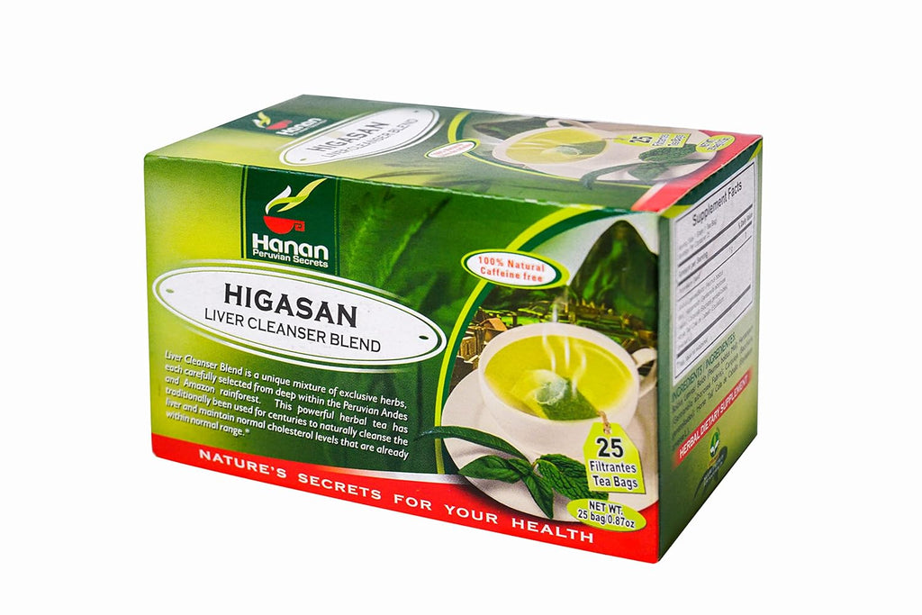 Hanan Peruvian Secrets Higasan Herbal Tea | 100% Natural Liver Cleanser | 25 Tea Bags | Naturally Aids in Cleansing the Liver and Maintaining Healthy Cholesterol Levels (6 Pack)