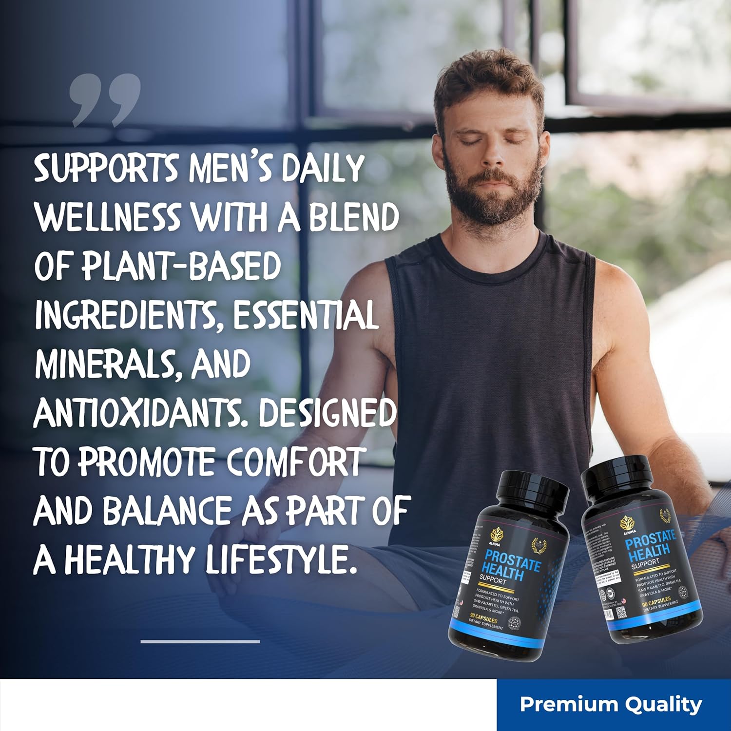 Prostate Support Supplement for Men – Halal Certified, Saw Palmetto, Beta-Sitosterol, Pygeum, Zinc, Selenium – Urinary & Prostate Health – 3 Capsules Daily – 60 Capsules