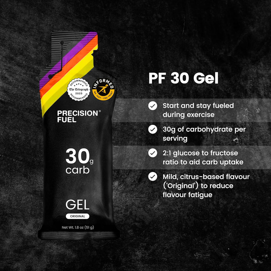 Precision Fuel 30 Energy Gels - Mild, Neutral Flavour Running Gels for Endurance Athletes, 30g Carbohydrate, Easy-to-Digest, Perfect for Running & Long-Duration Sports (Pack of 15)