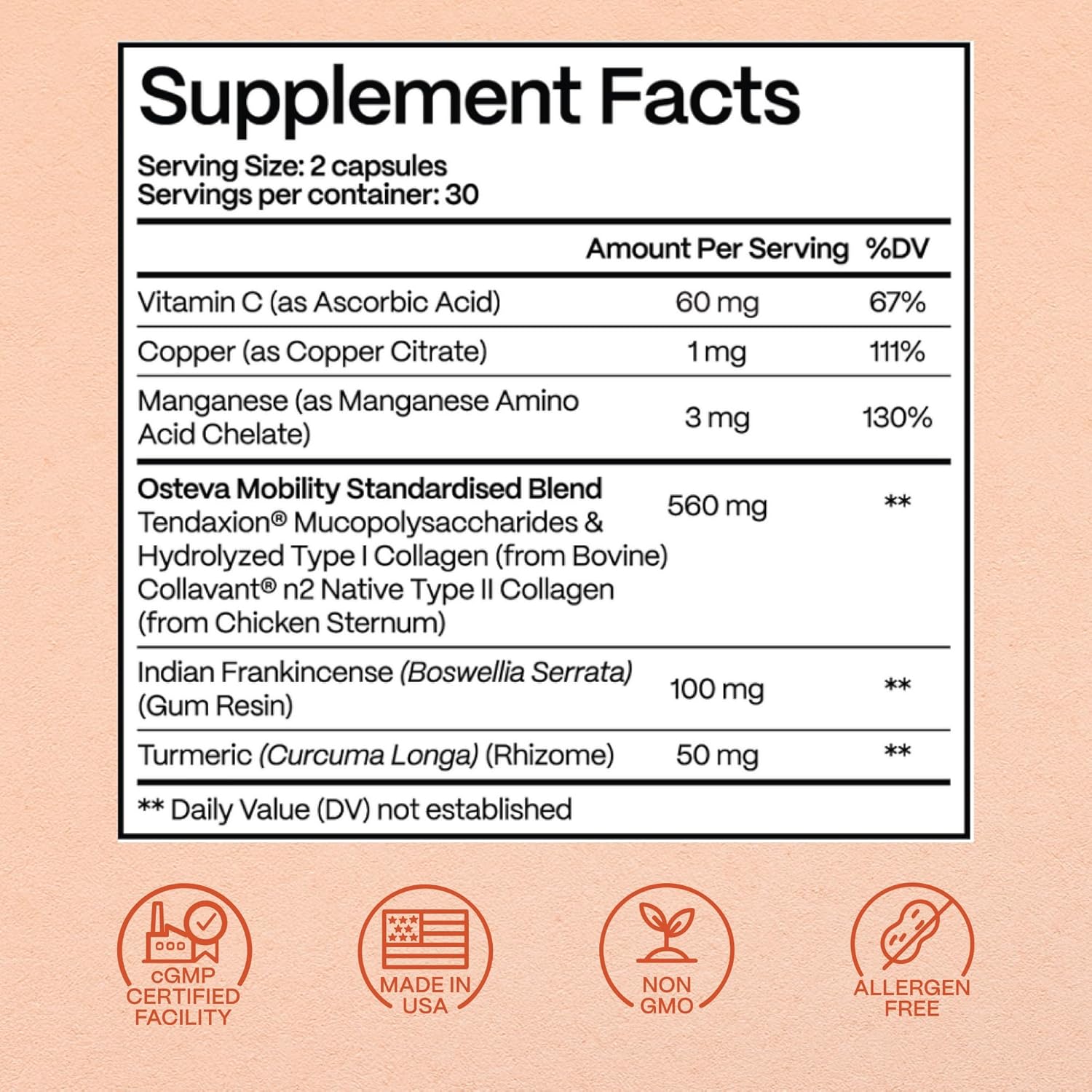 Osteva Joint Support Supplement for Women | High Potency Collagen, Turmeric, Boswellia | for Flexible Cartilage & Tendons, Resilient Knees & Hip, Improved Mobility | Non-GMO, 60 Ct