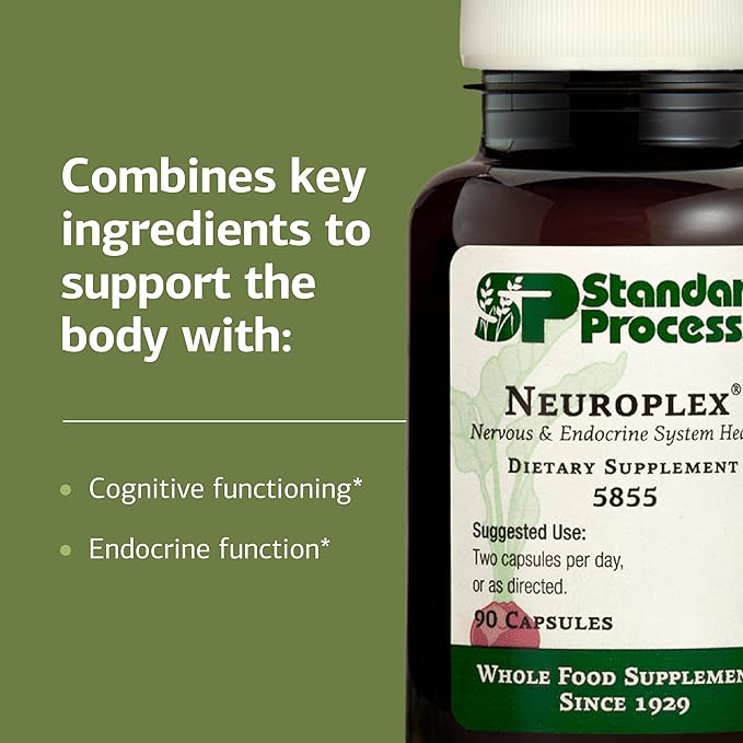 Standard Process Neuroplex - Supports Nervous & Endocrine System Function - Brain Health Support with Vitamin B6, Iron, Zinc & More - Brain Supplement for Men & Women - 360 Tablets