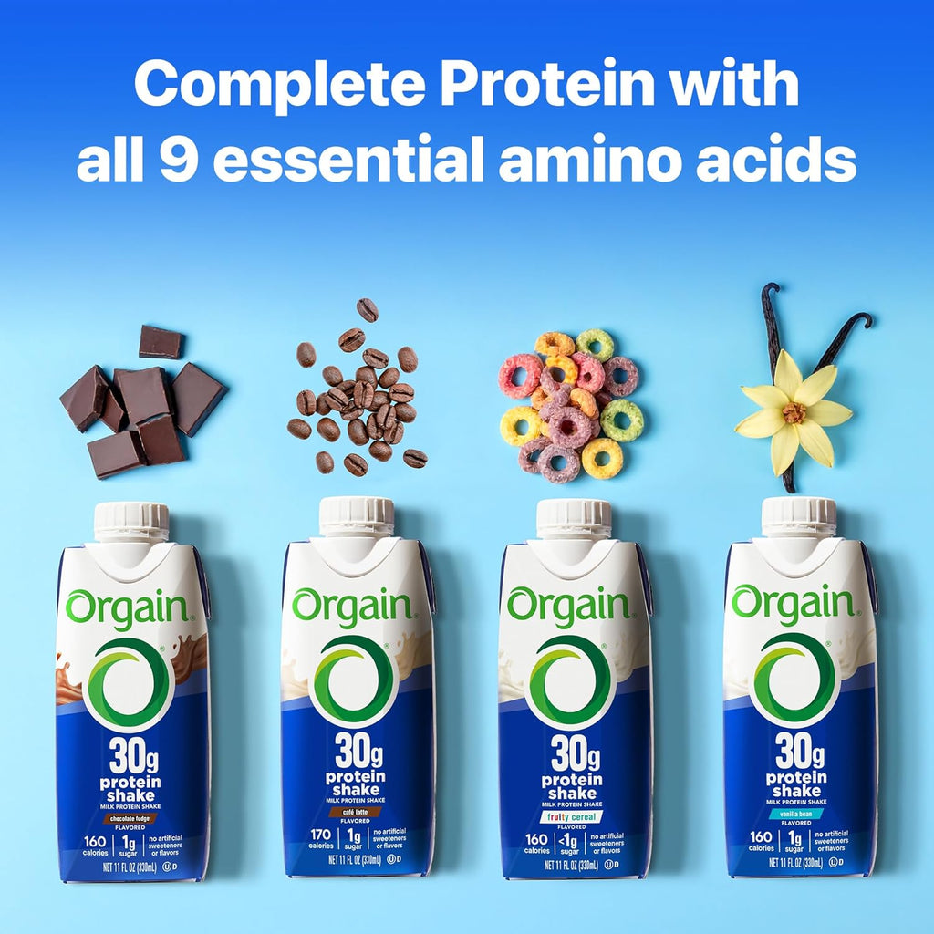 Orgain 30g High Protein Shake, Dairy Isolate Milk Protein, Chocolate Fudge, 6g BCAAs, 1g Sugar Per Serving, Meal Replacement, Ready to Drink, Keto Friendly, Gluten-Free 11 Fl Oz (Pack of 12)