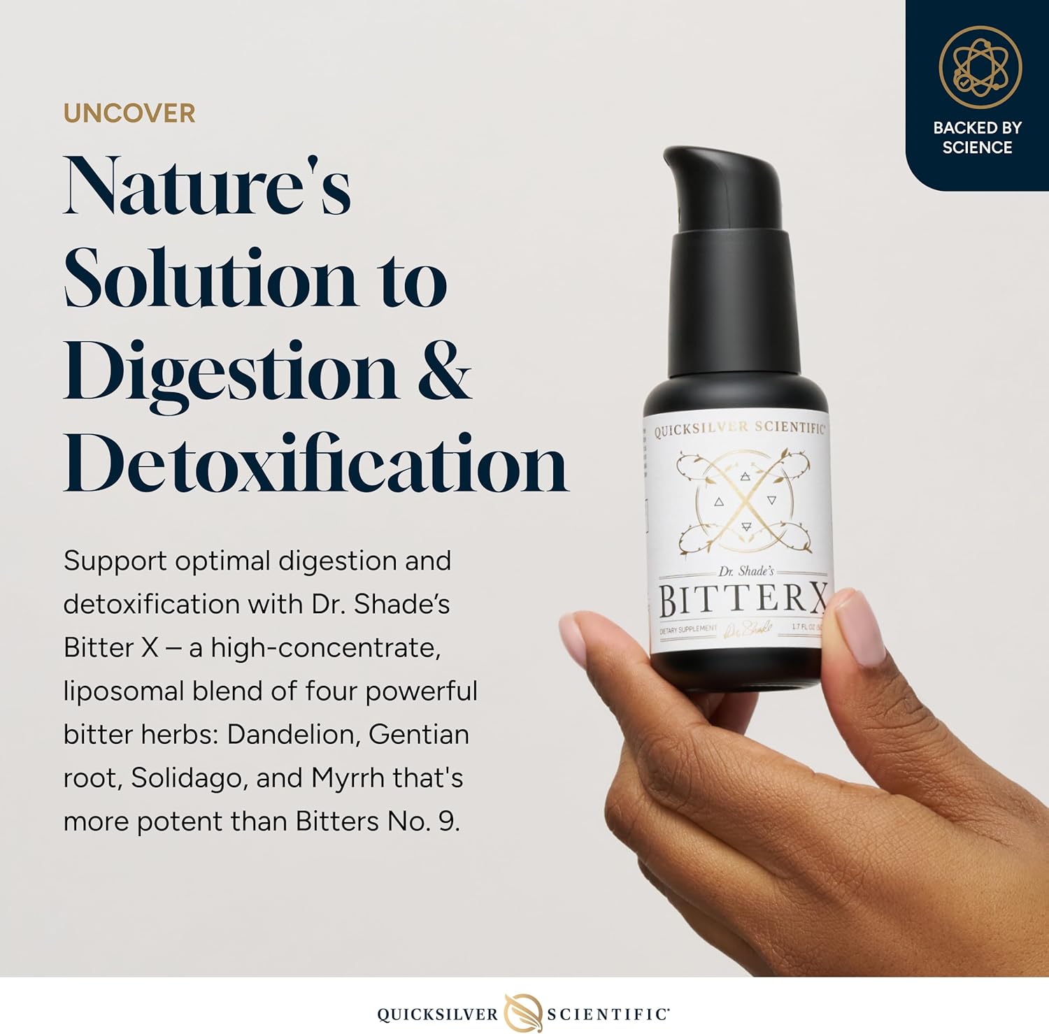 Quicksilver Scientific Dr. Shade's BitterX - Highly Concentrated Bitters for Digestion - Fast Acting Digestive Support & Liver Supplement with Dandelion Root, Gentian Root, Solidago & Myrrh (50ml)