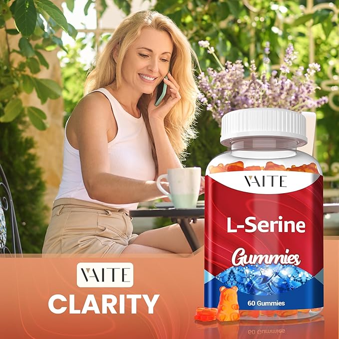 L-Serine Gummies 1000mg - Pure L Serine Supplement for Cognitive Function and Nervous System Health, Phosphorylated LSerine Supplements for Brain Support, Non-GMO, Gluten Free, 60 Vegetarian Gummy