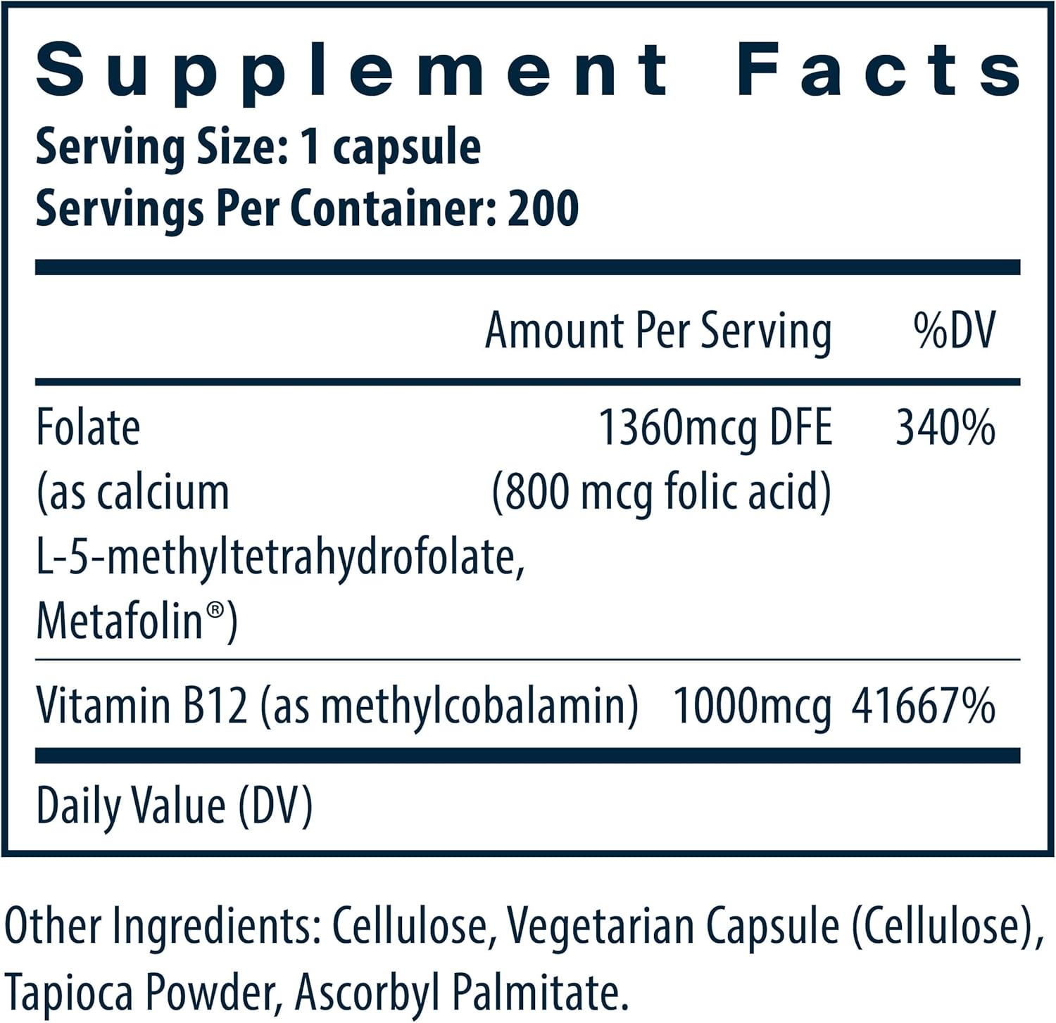 Vital Nutrients Vitamin B12 & Methyl Folate | Vegan Methylated Folate & B12 Supplement | 5-MTHF Plus B12 Supports Nervous System & Metabolism* | Gluten, Dairy, Soy Free | 200 Capsules