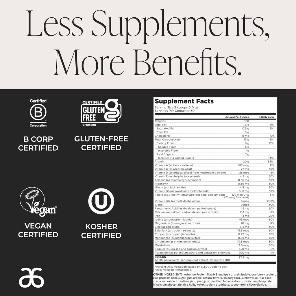 Arbonne Feelfit Pea Protein Shake - Daily Supplement Powder, Vegan Protein for Support of Overall Health, Energy and Well-Being, Vanilla