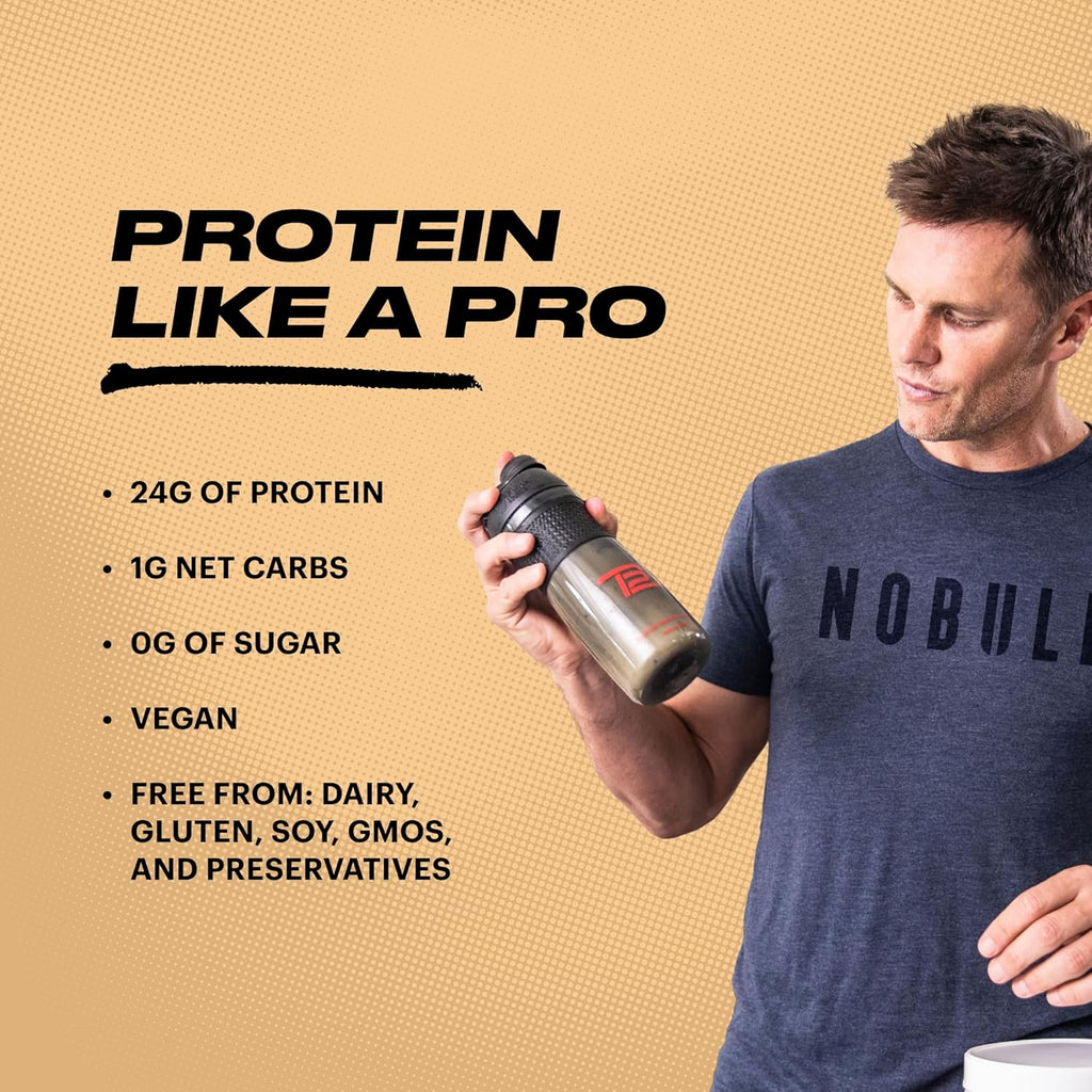 TB12 Plant Based Protein Powder by Tom Brady, 24g of Vegan Pea Protein, Low Sugar, Low Carb, Non-GMO, Meal Replacement, Keto Friendly, Paleo, Sugar Free, Vanilla Flavor (30 Servings/2.12lbs)