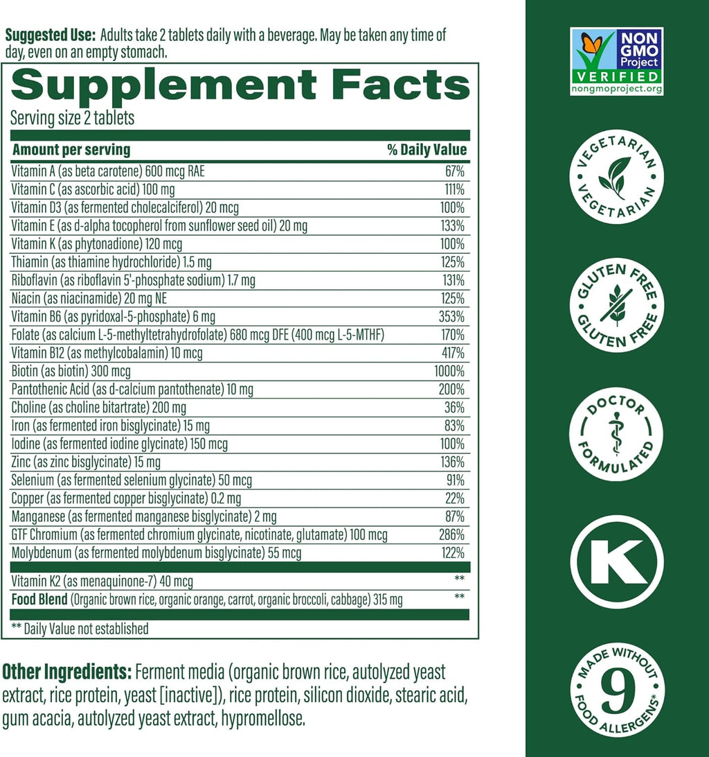 MegaFood Women's Advanced Multivitamin for Women - Doctor-Formulated With Iron, Choline, Vitamin D, Vitamin C & Zinc - Brain Health - Immune Support - Non-GMO - Vegetarian - 60 Tabs (30 Servings)