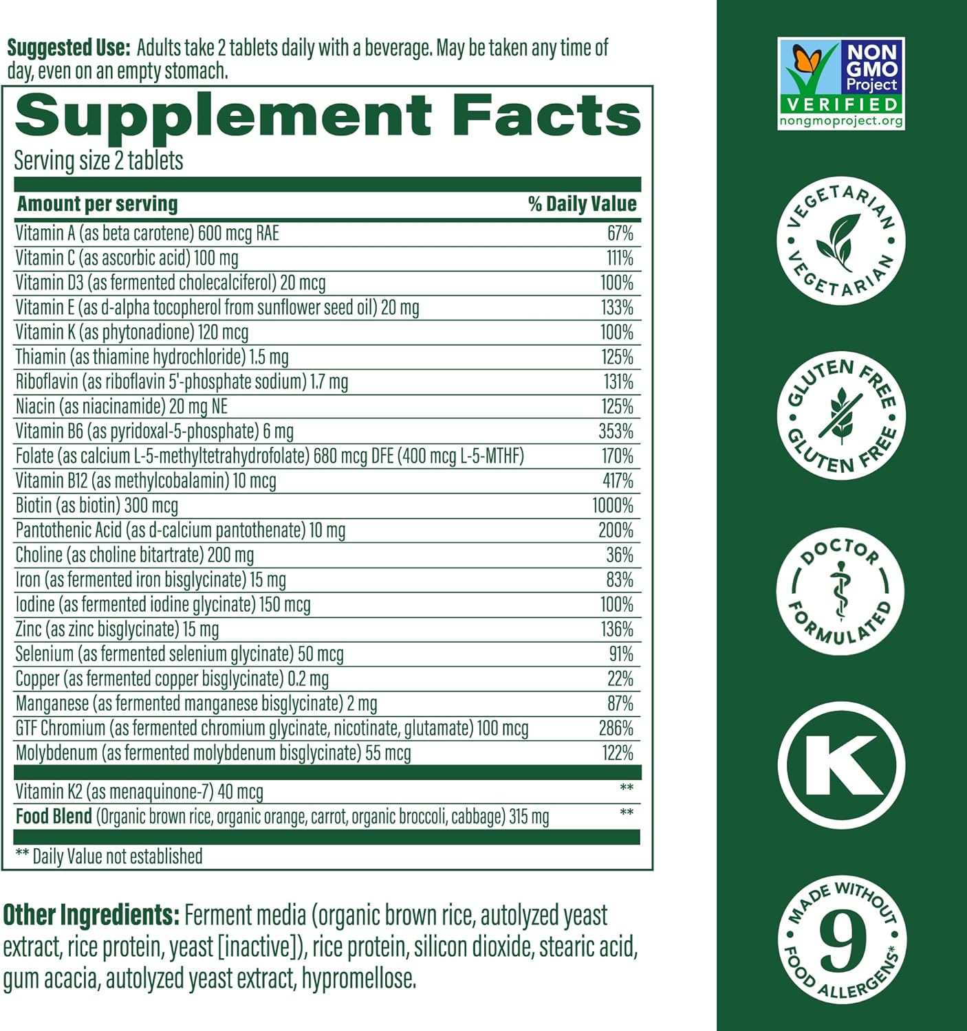 MegaFood Women's Advanced Multivitamin for Women - Doctor-Formulated With Iron, Choline, Vitamin D, Vitamin C & Zinc - Brain Health - Immune Support - Non-GMO - Vegetarian - 60 Tabs (30 Servings)