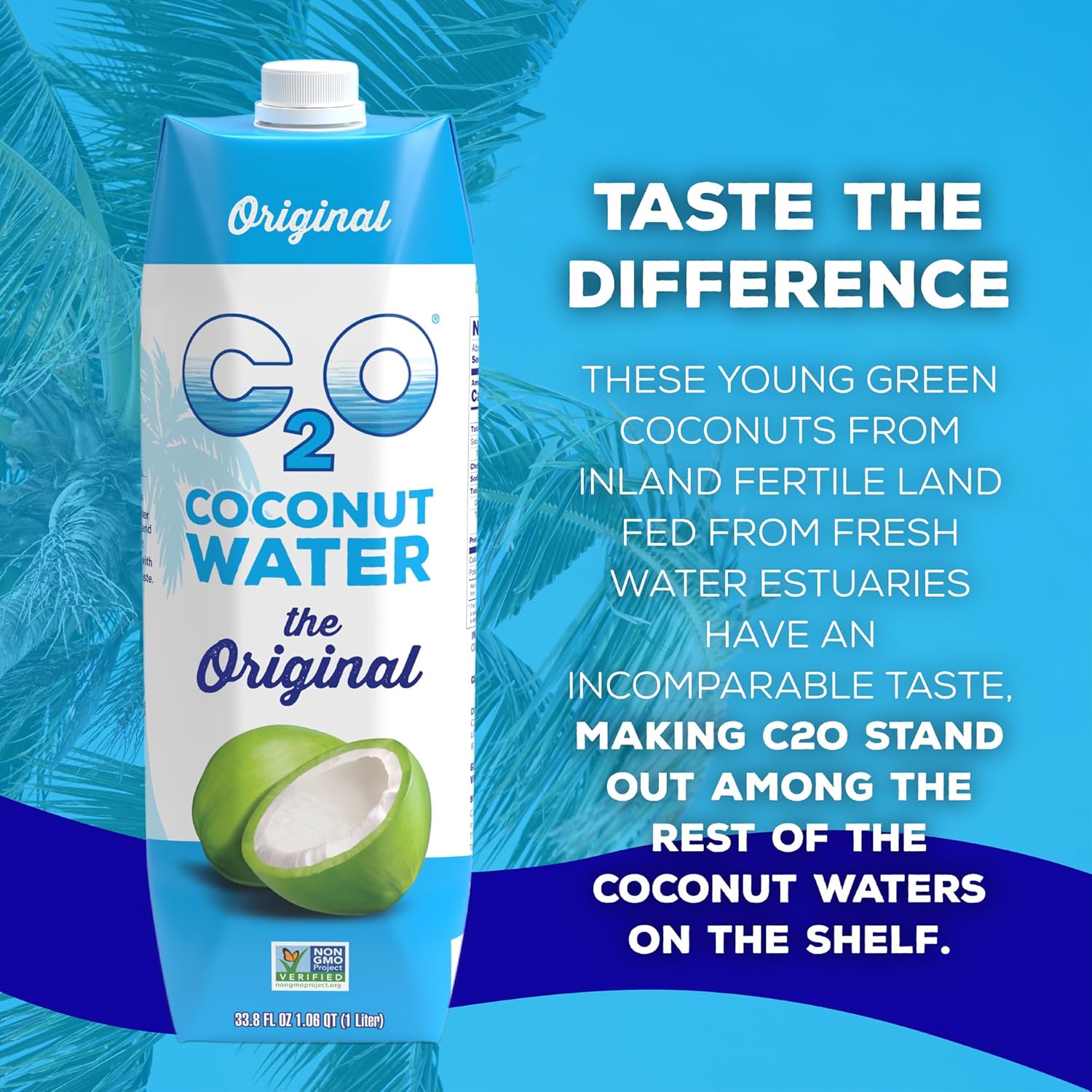 C2O - Organic Coconut Water, The Original Flavor (6 Pack) - Made with Fresh Coconut Water - Plant Based, Non GMO - Natural Hydration, Essential Electrolytes, & Potassium - 6 Tetra Packs, 33.8 FL OZ