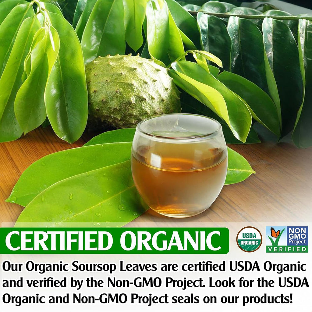 KEYXE - USDA Organic Soursop Graviola Leaves Tea 90 Bags. Non-GMO Verified , 100% Organic Soursop Leaves for Digestion, Boosting Immune, Improving Sleep & Skin Health, Gluten Free, Caffein Free , Hojas De Guanabana Tea Organica, Eco-Conscious Tea Bags
