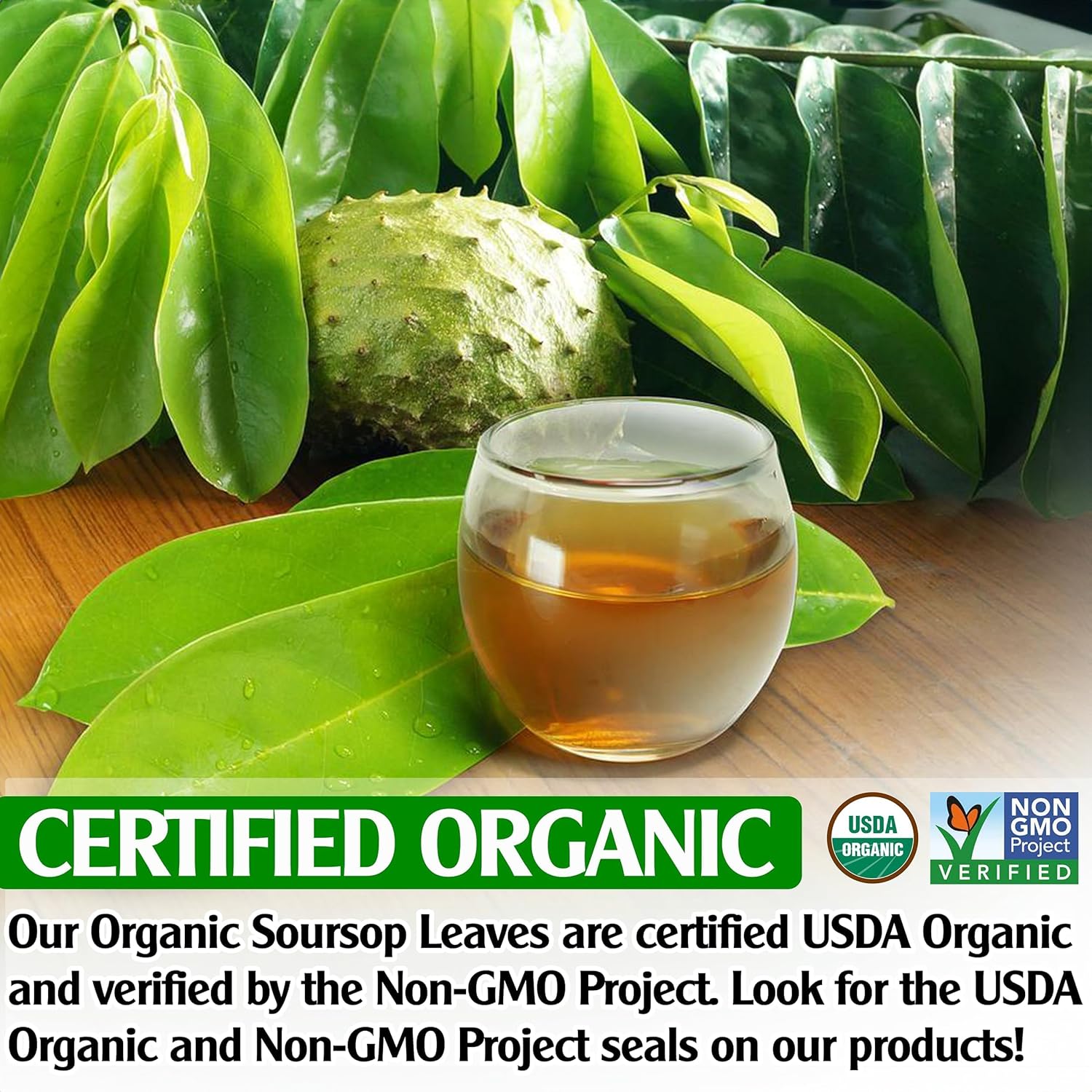 KEYXE - USDA Organic Soursop Graviola Leaves Tea 90 Bags. Non-GMO Verified , 100% Organic Soursop Leaves for Digestion, Boosting Immune, Improving Sleep & Skin Health, Gluten Free, Caffein Free , Hojas De Guanabana Tea Organica, Eco-Conscious Tea Bags