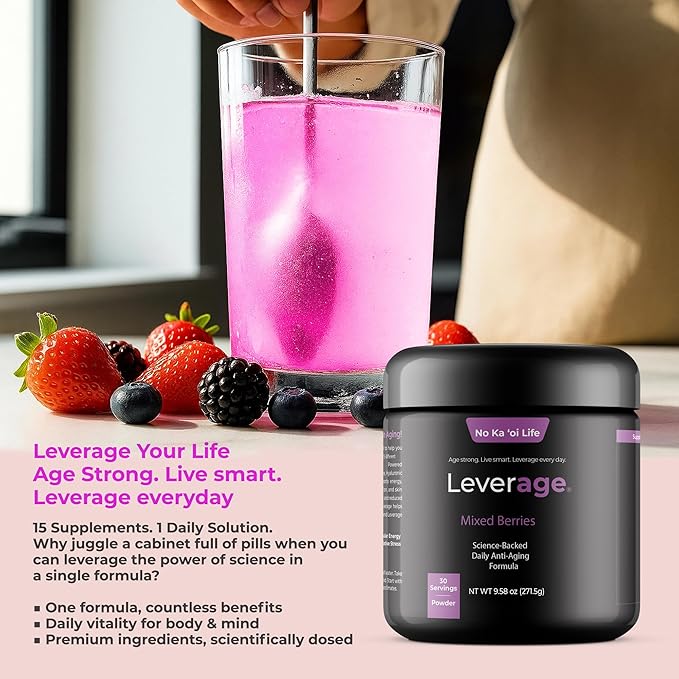 Mixed Berries Daily Wellness Supplement Powder – Science-Backed Formula with NMN, Vitamins, and Minerals to Support Energy, Cognitive Function, and Joint Health – 30 Servings, 9.58 oz