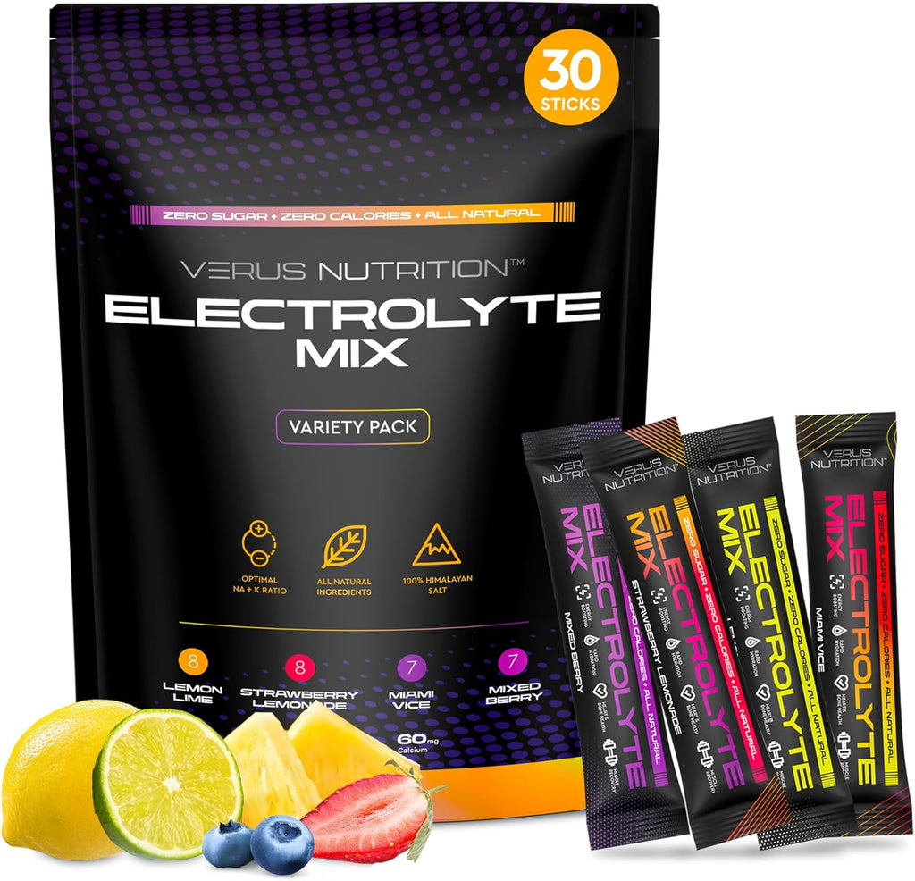 Electrolytes Hydration Sticks No Sugar - Zero Calorie Variety Pack | Sugar Free Electrolytes for Keto & Vegan | Natural Ingredients Electrolyte Mix for Energy Boost, 30 Servings