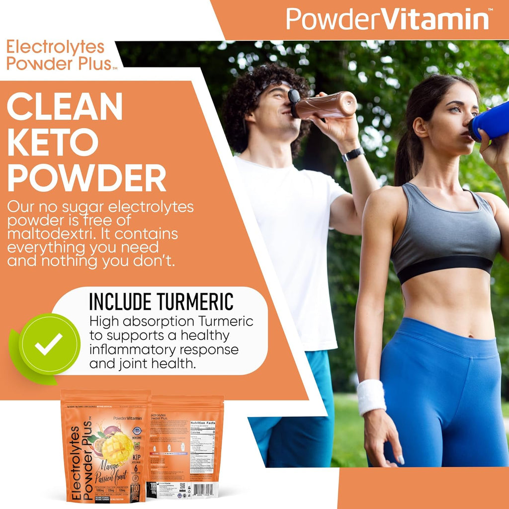 PowderVitamin Electrolytes Powder Plus (100 Servings) Strawberry Cucumber Electrolyte Powder Zero Calorie Keto,0Sugar, No Maltodextrin,1000mg Potassium,120mg Calcium,120mg Magnesium, Hydration Powder