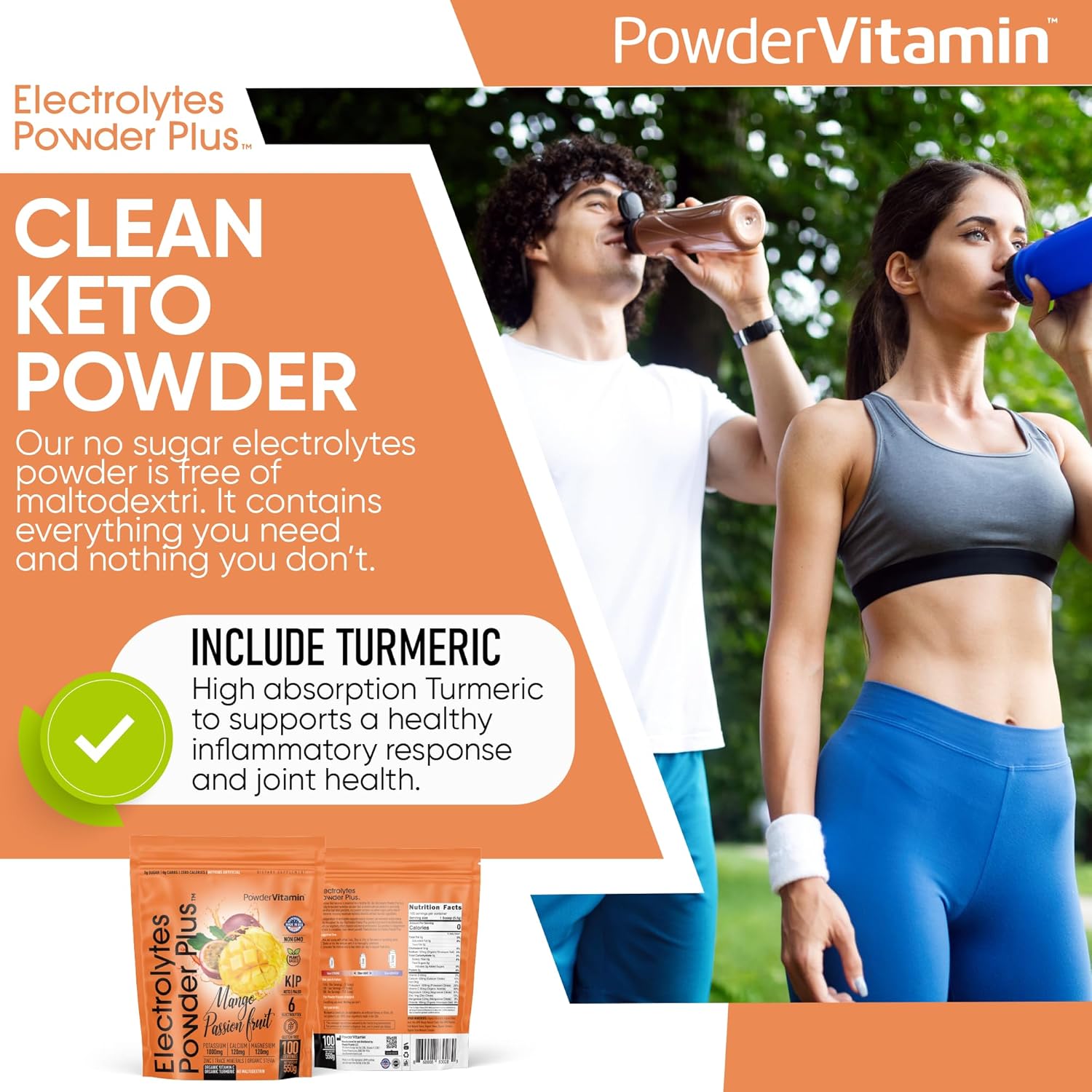 PowderVitamin Electrolytes Powder Plus (100 Servings) Strawberry Cucumber Electrolyte Powder Zero Calorie Keto,0Sugar, No Maltodextrin,1000mg Potassium,120mg Calcium,120mg Magnesium, Hydration Powder
