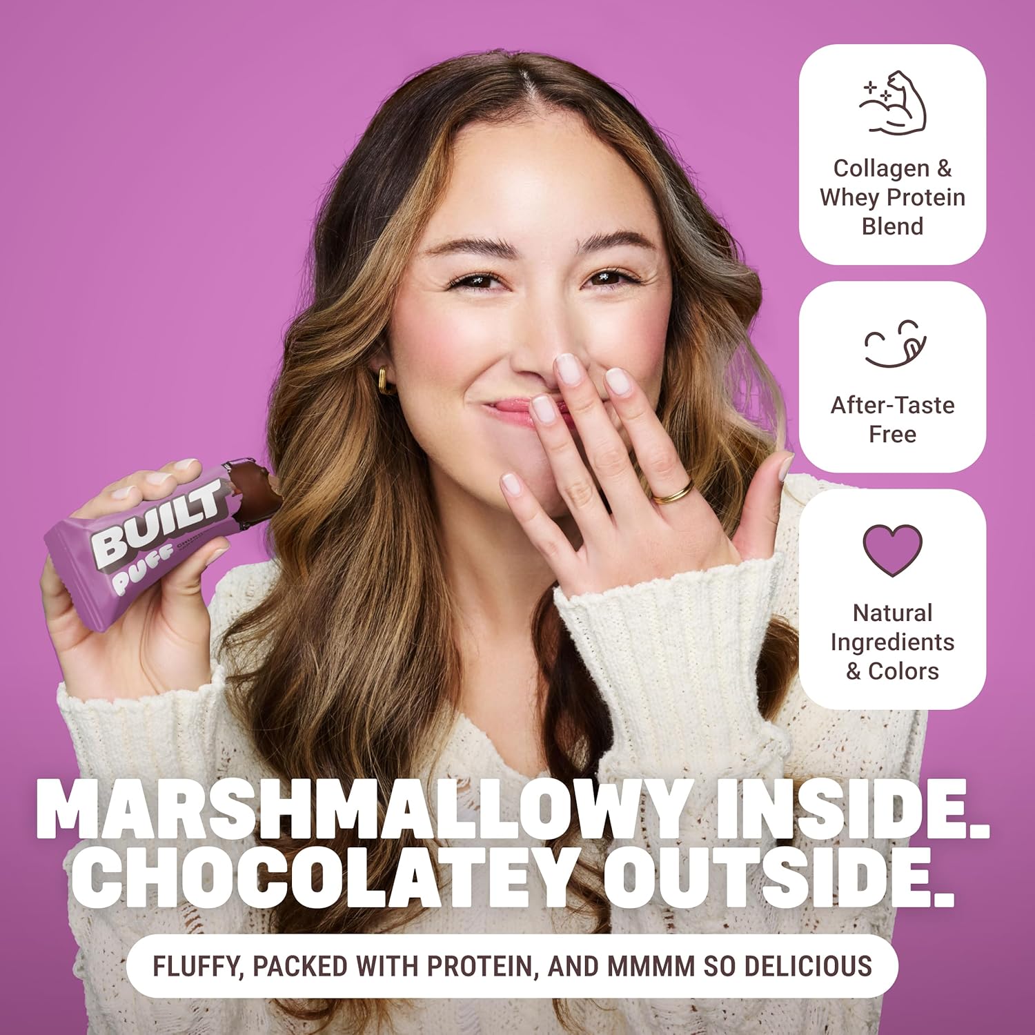 Built Bar, Puff Protein Bars, Churro Puff, 17g Protein Snacks, On-The-Go Bars, Only 140 Calories & 6g Sugar, Collagen, Gluten Free, 12 Count