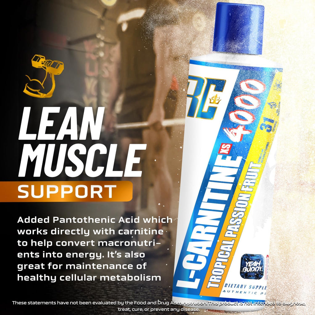 Ronnie Coleman Signature Series L Carnitine XS 4000 Liquid, Stimulant Free, Sugar Free, Zero Carbs, Lean Muscle Strength Support for Men & Women, 16 Oz (16 oz, Tropical Passion Fruit (4000))