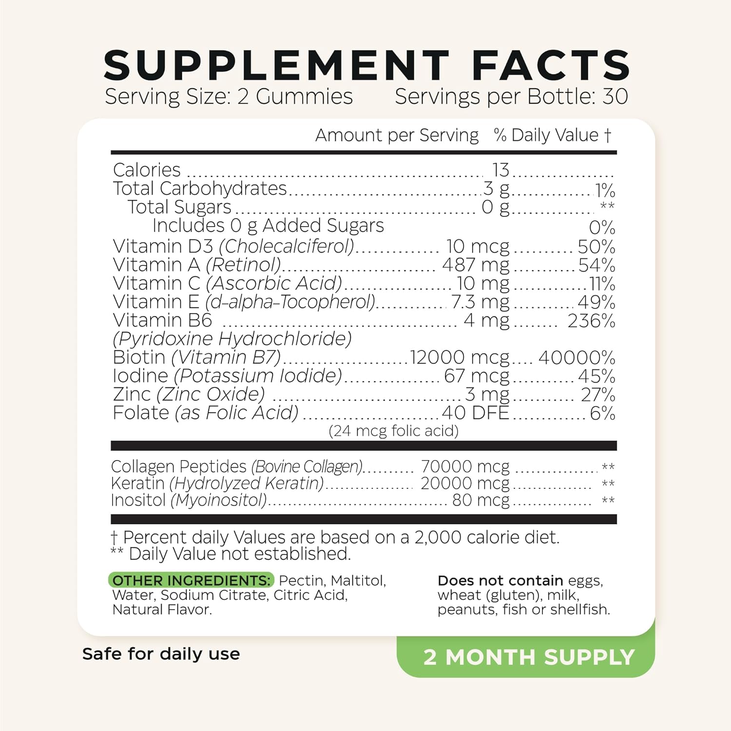 Biotin and Collagen Peptide Gummies for Hair Growth, Skin and Nails - 82000 Mcg per Serving - Biotin Chewables with Keratin Max Strength - Beauty Gummies for Women and Men - Sugar Free, Non-GMO