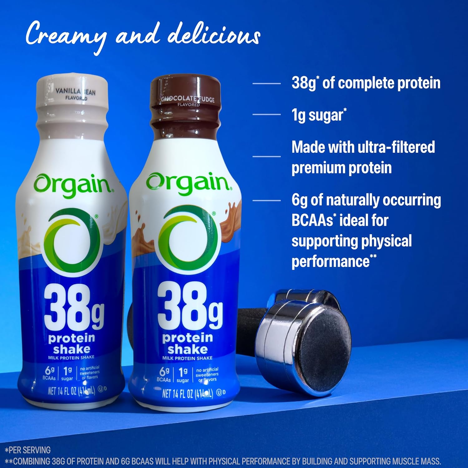 Orgain 38g High Protein Shake, Dairy Isolate Protein Milk, Vanilla, 6g BCAAs, 1g Sugar Per Serving, Meal Replacement, Ready to Drink, Keto Friendly, Gluten-Free 14 Fl Oz (Pack of 12)