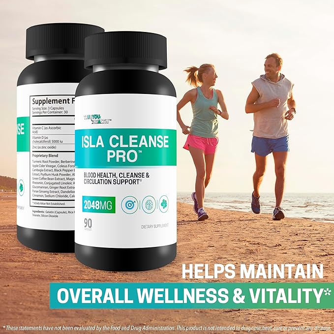 Isla Cleanse Pro - Our Best Vein Health & Artery Health Full Body Cleanse Detox Supplement - Blood Cleanse Detox - Island Cleanse Heart Healthy Solution - Arteries Cleanse Body Detox Cleanse Tea Caps