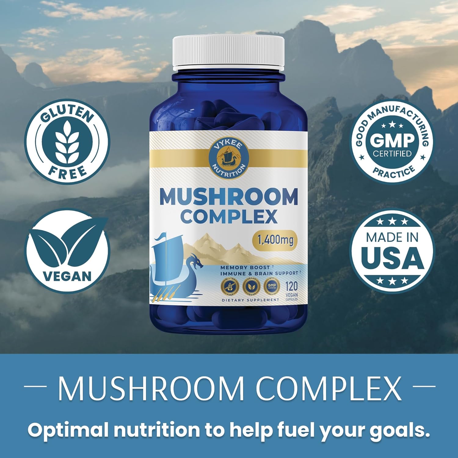 Mushroom Blend – Reishi, Lion’s Mane & Cordyceps | Supports Brain Health, Immune Function & Energy | Ideal for Mental Clarity, Endurance & Vitality | 120 Capsules