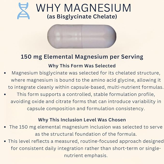Magnesium Glycinate Complex 4-in-1 - Chelated Magnesium Bisglycinate (150 mg Elemental) with Zinc Picolinate, Vitamin D3 & B6-120 Vegan Capsules, Non-GMO - Men & Women