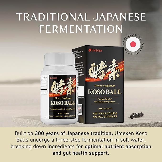 Koso Ball Infused with Pure 160 Fermented Ingredients, Supports Stomach & Intestine Health, Immune Health, Japanese Supplements for Overall Wellness & Balanced Nutrition, Small 342 Pieces, Pack of 1
