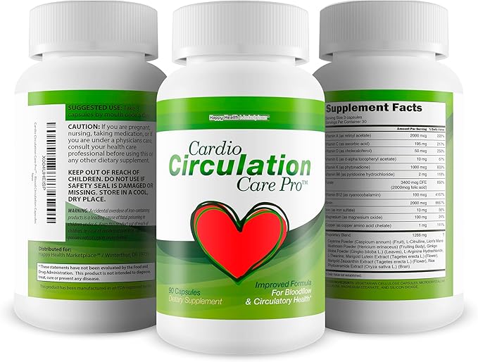 Cardio Circulation Care Pro - Our Best Circulation Support Supplement - Natural Blood Circulation Supplements To Improve Blood Flow Care - Healthy Cardio Care Pressure Supplement - Vitamin Blood Flow