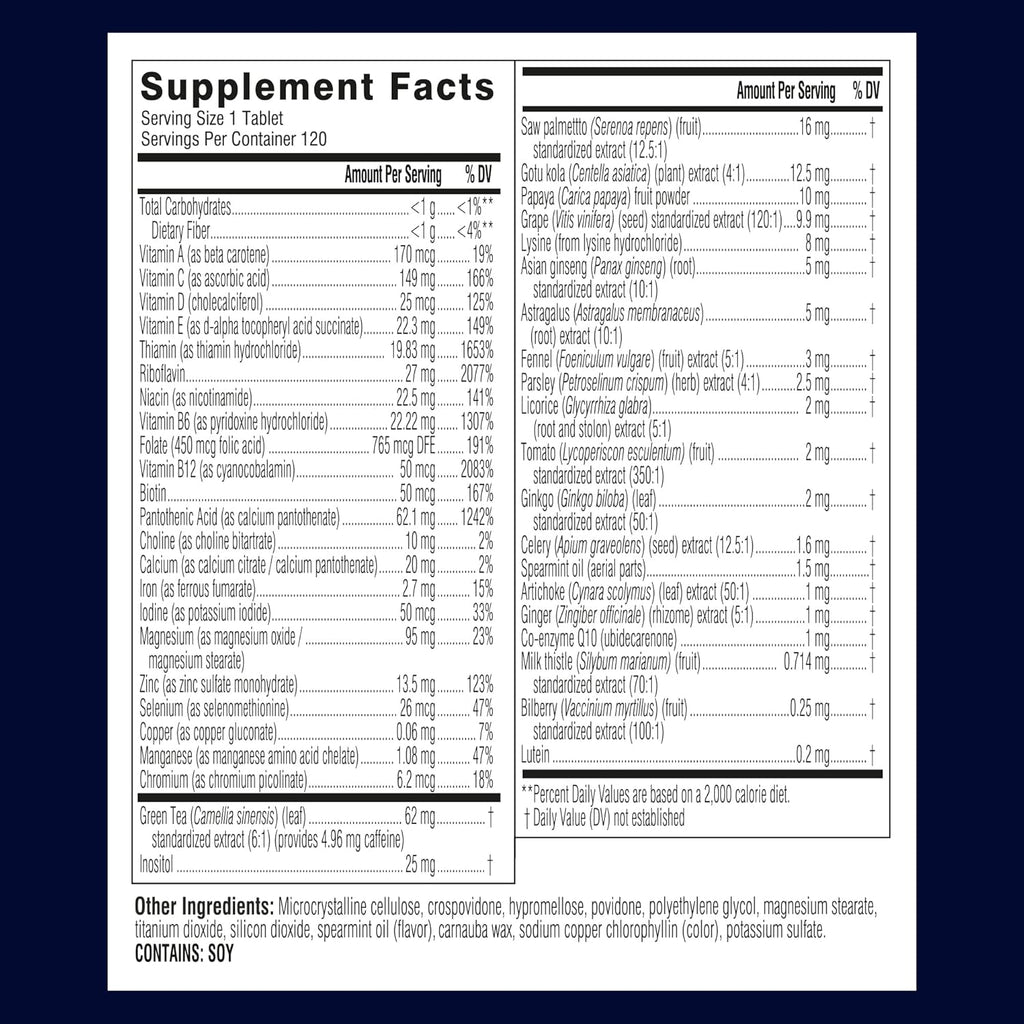 Swisse Ultivite Mens Daily Multivitamins | 50 Vitamins, Antioxidants and Minerals + Adaptogens | Energy, Stress & Immune Support | Mens Vitamins | 120 Tablets