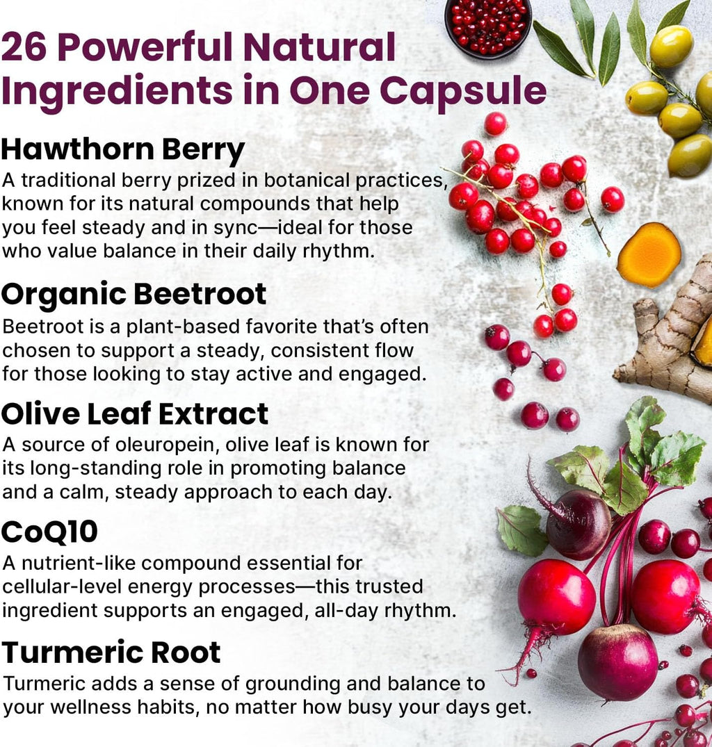 26-in-1 Nitric Oxide Supplement - Heart & Circulation Support with CoQ10, Turmeric, Organic Beet Root, Hawthorn Berry & Garlic - 2103mg per Serving (120ct)