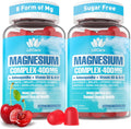 Magnesium Complex Gummies for Women Men 400mg, 8 Forms of Magnesium Glycinate, Citrate, Malate - Sugar Free Calm Magnesium Gummies Supplement with Magnesium Ashwagandha, D3, B12 for Relax,Vegan,120Cts