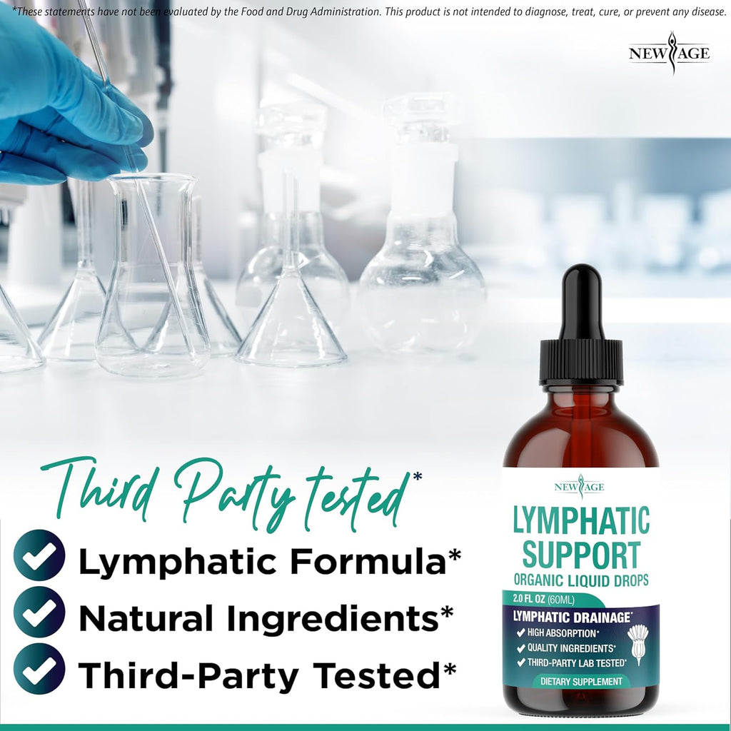 Organic Lymphatic Drainage Drops - All in 1 Organic Lymphatic Drainage Supplement with Burdock Root, Echinacea, Elderberry, Calendula, Cleavers Herb, Dandelion Supports Lymphatic Health - 2 OZ