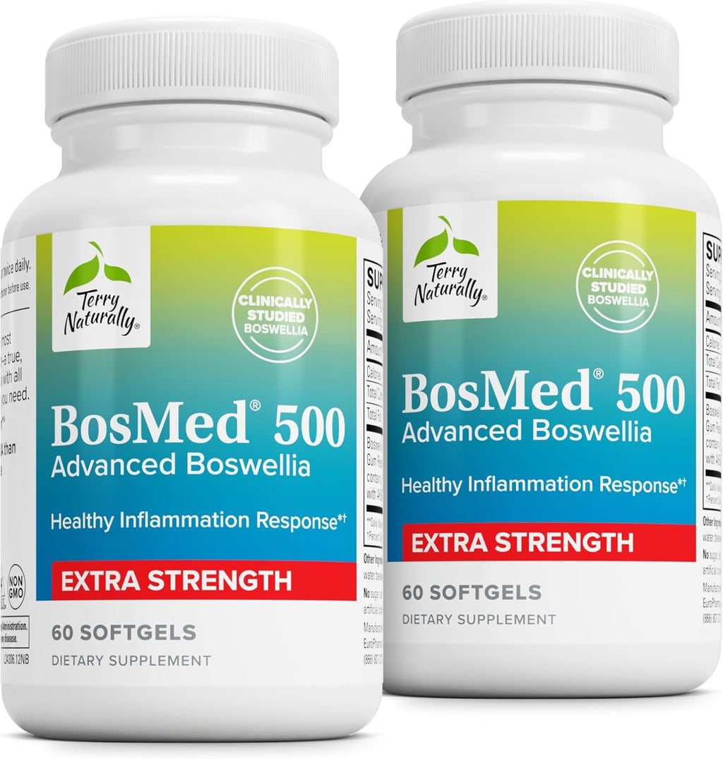 Terry Naturally BosMed 500 - Boswellia Serrata Extract Supplement - Dietary Supplement for Healthy Lung Support - Herbal Supplement Formula - 60 Softgels (Pack of 2)