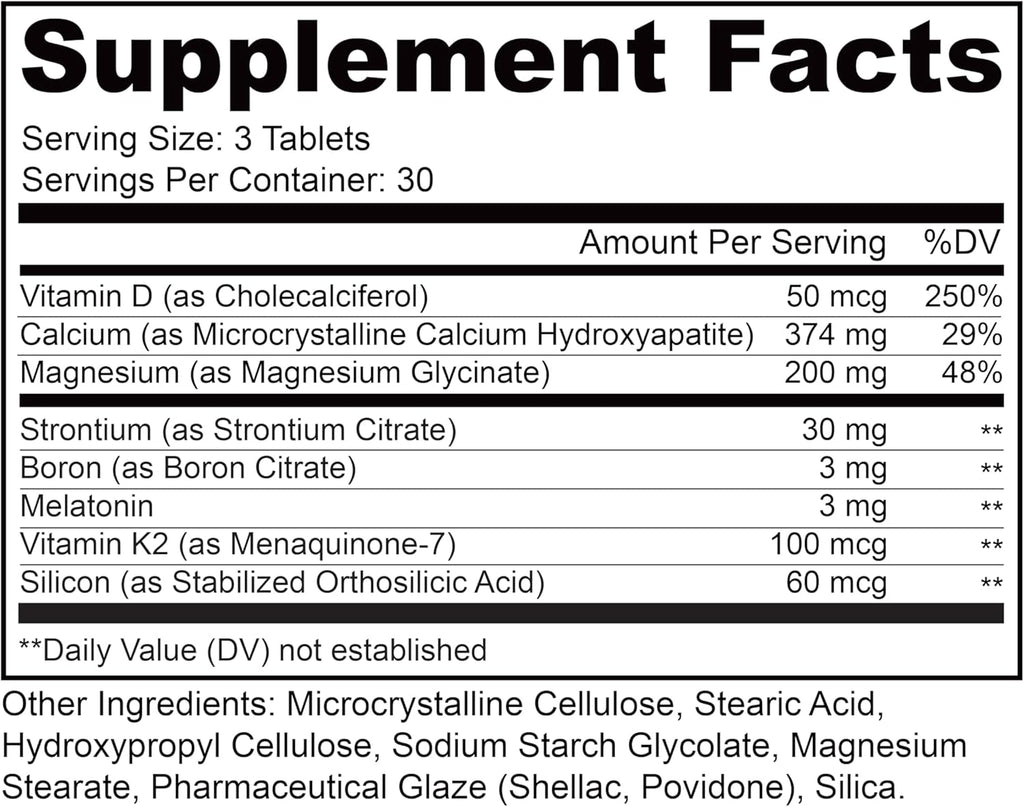 LIVELY VITAMIN CO. Osteo Awesome - Stronger Bones, Joints & Teeth - Better Bone Density - Calcium, D3, Magnesium, Boron, Silicon, Strontium, Vitamin K2, Melatonin - 90 Vegetable Capsules