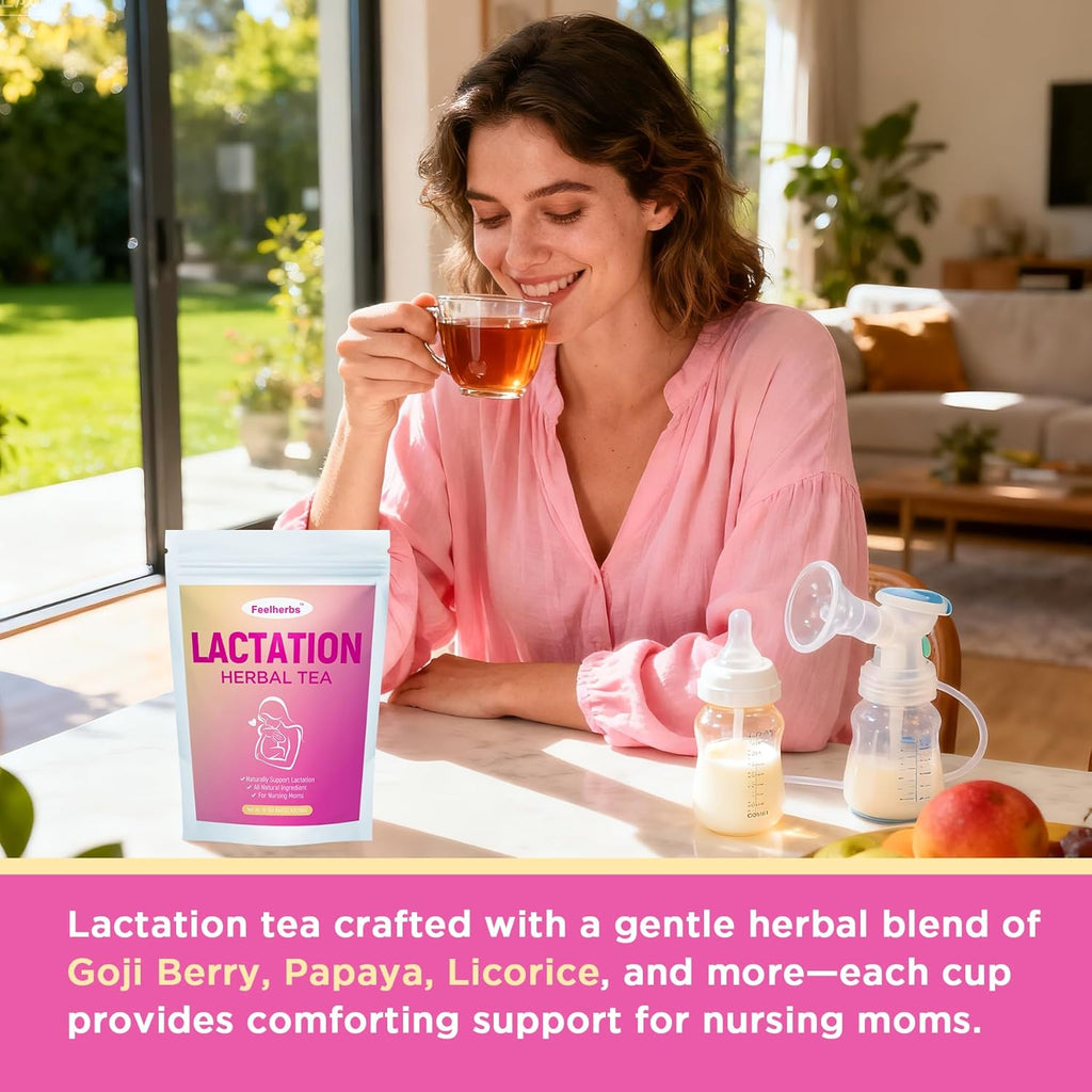 Lactation Herbal Tea for Breastfeeding Moms, 16 Teabags Nursing Tea with Goji Berry, Papaya, Jujube and Licorice, Lactation Support Tea for Milk Production