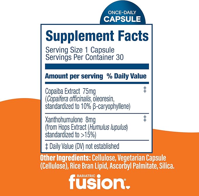Bariatric Fusion GLP-1 Plus | GLP Activate Receptors to Feel Full Faster and Longer* | Natural Supplement with Copaiba and Hops Extract | Gluten Free and Vegan GLP1 Supplement | 30 Capsules